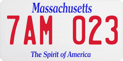 MA license plate 7AM023