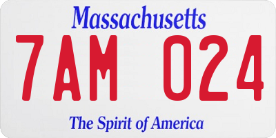 MA license plate 7AM024