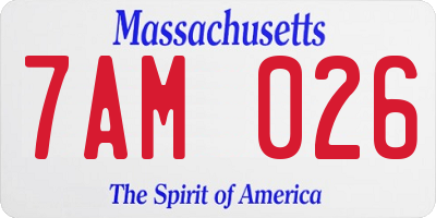 MA license plate 7AM026