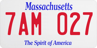 MA license plate 7AM027