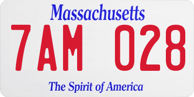 MA license plate 7AM028