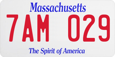 MA license plate 7AM029