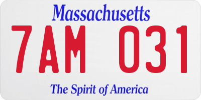 MA license plate 7AM031