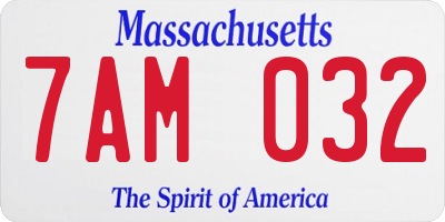 MA license plate 7AM032