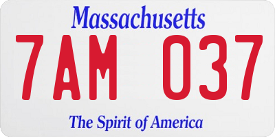 MA license plate 7AM037