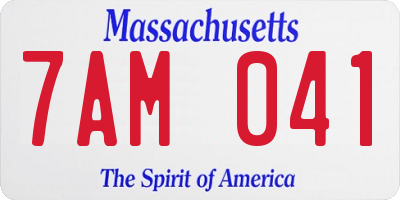 MA license plate 7AM041