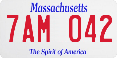 MA license plate 7AM042