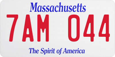 MA license plate 7AM044