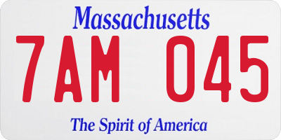 MA license plate 7AM045