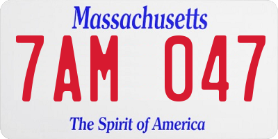 MA license plate 7AM047