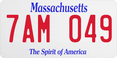 MA license plate 7AM049