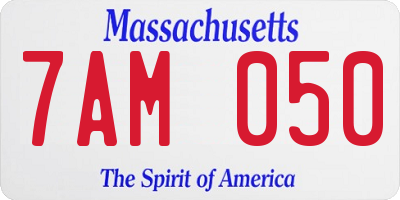 MA license plate 7AM050