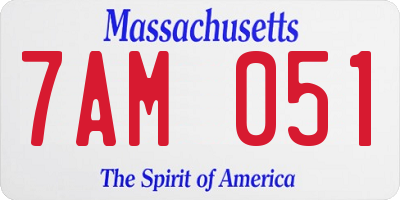 MA license plate 7AM051