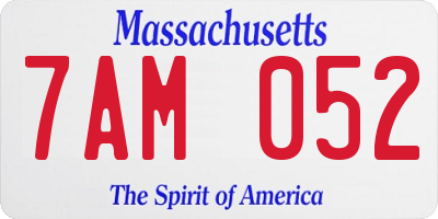 MA license plate 7AM052