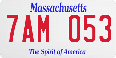 MA license plate 7AM053