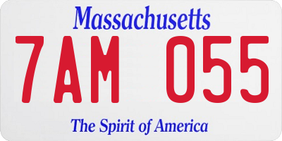 MA license plate 7AM055