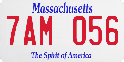MA license plate 7AM056