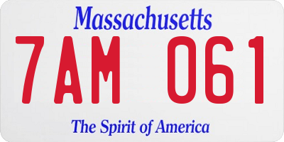 MA license plate 7AM061