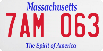 MA license plate 7AM063