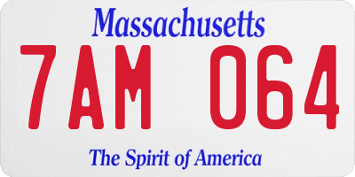 MA license plate 7AM064