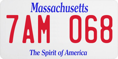MA license plate 7AM068