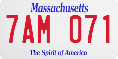 MA license plate 7AM071