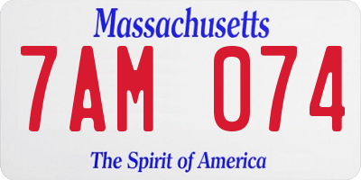 MA license plate 7AM074