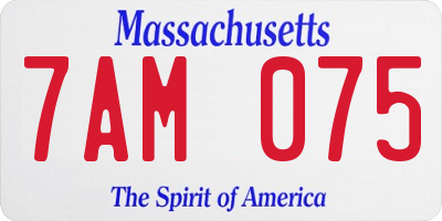 MA license plate 7AM075