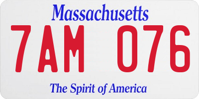 MA license plate 7AM076