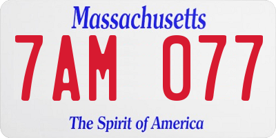 MA license plate 7AM077