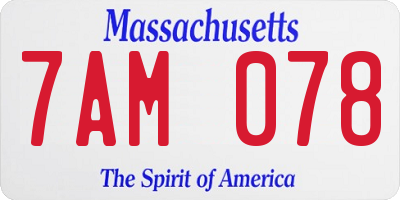 MA license plate 7AM078