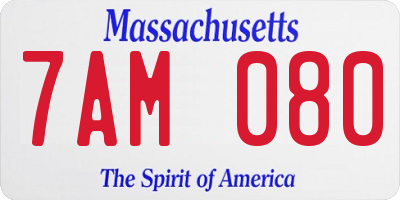 MA license plate 7AM080