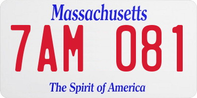 MA license plate 7AM081