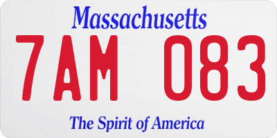 MA license plate 7AM083