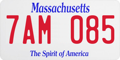 MA license plate 7AM085
