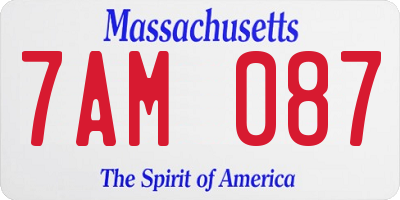 MA license plate 7AM087