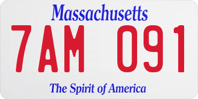 MA license plate 7AM091