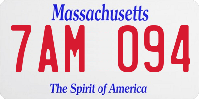 MA license plate 7AM094