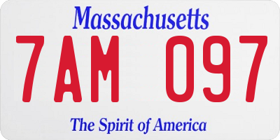 MA license plate 7AM097