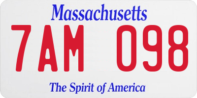 MA license plate 7AM098