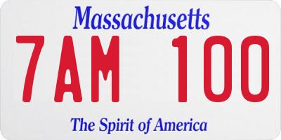MA license plate 7AM100