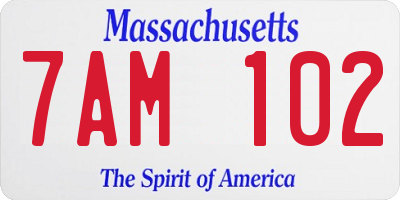 MA license plate 7AM102