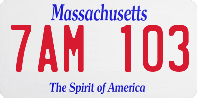 MA license plate 7AM103