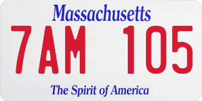 MA license plate 7AM105