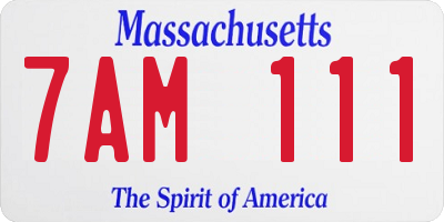 MA license plate 7AM111