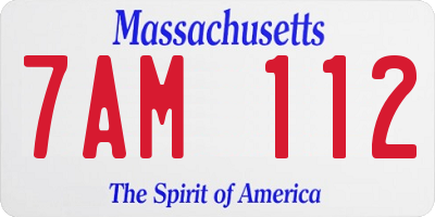 MA license plate 7AM112