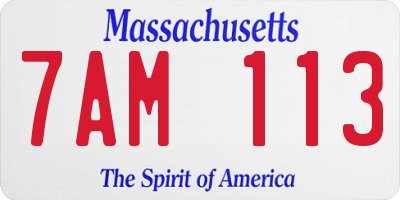 MA license plate 7AM113