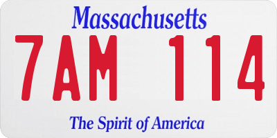 MA license plate 7AM114