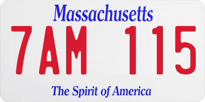 MA license plate 7AM115