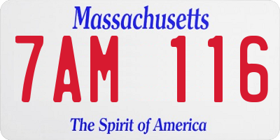 MA license plate 7AM116